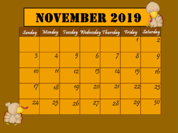 Preview of Calendar November 2019 (Interactive)