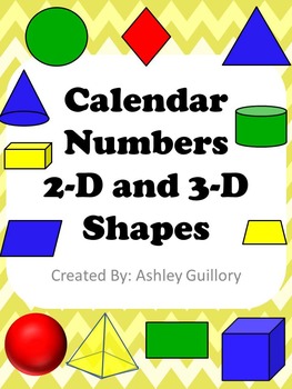 Preview of Calendar Number Cards - 2D and 3D Shapes