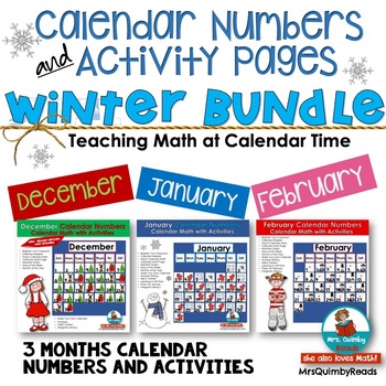 February Calendar Number Cards, Math and Activities