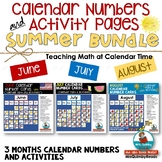 Calendar Number Cards & Math Activities | June, July & Aug