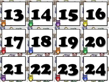calendar number cards numbers 1 31 owls theme king virtue by king