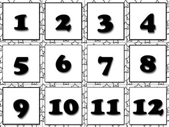 calendar number cards numbers 1 31 superstars theme