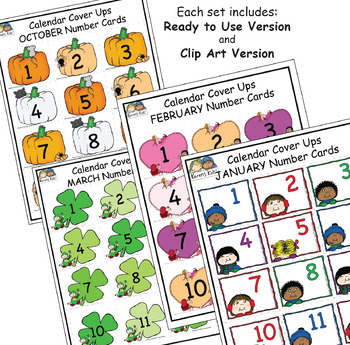 CALENDAR Number Cards Ready to Use PLUS Clipart (Karen's Kids Studio)