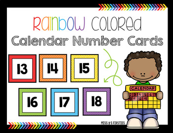 Bright and Simple Rainbow Calendar Numbers - Kinder Craze