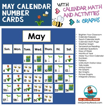 Preview of Calendar Number Cards for May  | Math Centers | Calendar Math | Literacy Skills