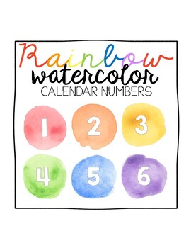 Preview of Calendar Number Set (Watercolor & Rainbow Theme)