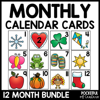 Calendar Numbers Bundle Pocket Chart Calendar Cards Bundle TPT