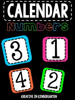 Preview of Calendar Numbers- FREEBIE