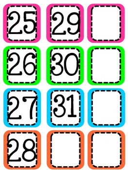 calendar numbers freebie by robyns resource room tpt