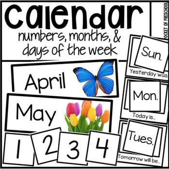 Preview of Calendar Numbers, Months, and Days of the Week with Real Photographs