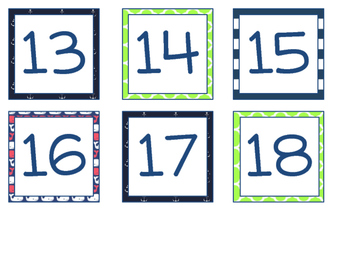 Calendar Numbers {Preppy Nautical Theme!} by Berry Buddies | TpT