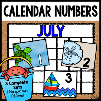 Calendar Numbers for July by Clearly Primary | Teachers Pay Teachers