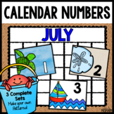 July Calendar Numbers | Summer 1Calendar Cards