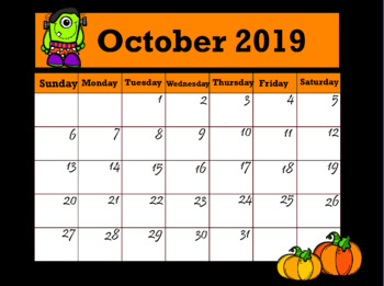 Preview of Calendar October 2019 (Interactive)