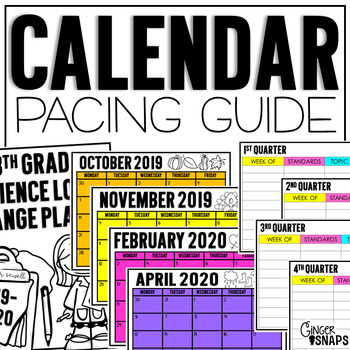 Preview of Calendar Pacing Guide Template {Freebie}