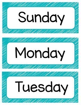 Calendar Cards Gray and Teal by Teaching Superkids | TpT