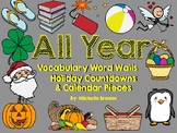 Calendar Pieces and Word Walls for All Year--12 MONTHS--400 vocabulary cards