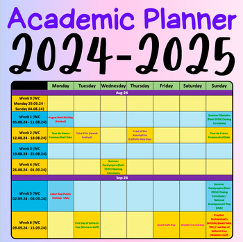 Preview of Calendar Planner (2024-2025 Academic Year)