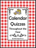 Calendar Quizzes Throughout the Year Grades 2 - 4