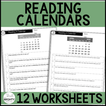 Preview of Calendar Skills -  Reading Comprehension