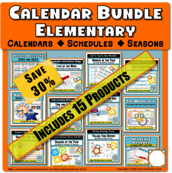 Preview of Calendar Related GROWING BUNDLE for Life Skills_Elementary Level