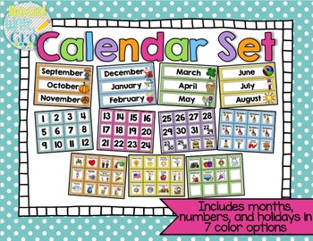 Calendar Set by Read Write Grow With Mrs K | TPT