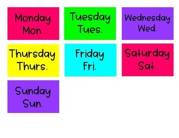 Calendar Set-Bright Colors by Stickers and Students | TPT