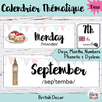 Preview of United Kingdom Theme Classroom Decor Calendar