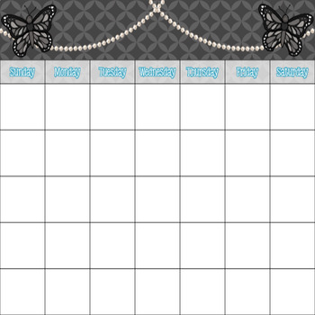 Calendar Set (Butterfly, Blue, Black & Burlap Theme) by Emily O'Neil