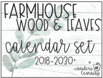 Preview of Calendar Set - Farmhouse: Weathered Wood & Green Leaves (2020-2030)