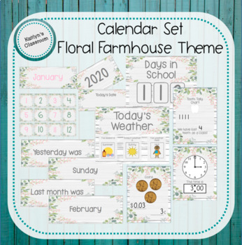 Preview of Calendar Set-Floral Farmhouse Theme