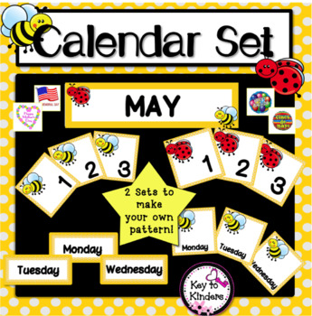 Preview of Calendar Set - May - Bees & Ladybugs FREE