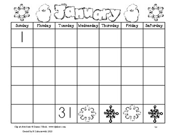 Calendar Sheets 1st: January by The Note | TPT