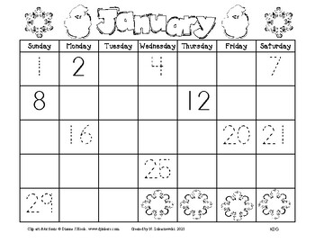 Calendar Sheets Kdg: January by The Note | TPT