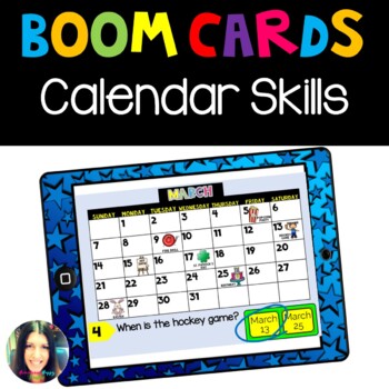 Preview of Calendar Skills- Boom Cards™ Internet Activities