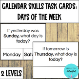 Calendar Skills Days of the Week Leveled Task Cards