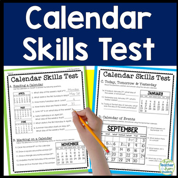 Preview of Calendar Skills Test: 2-Page How to Use a Calendar Quiz (w/ Answer Key)