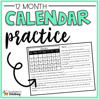 Preview of Calendar Skills Worksheet Practice