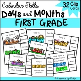 Calendar Skills for Days of the Week and Months of the Year 1st Grade Clip Cards