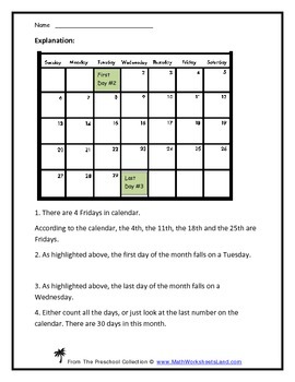 Calendar Teacher Worksheet Pack - Days Of The Week, Monthly Calendars