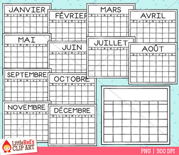 Calendar Templates Clip Art - French by LittleRed | TpT