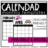 Calendar Templates | Printable & Digital