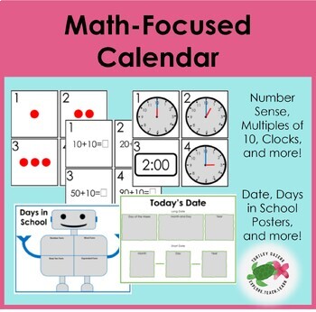 Preview of Math-Focused Calendar: Printable for Morning Meetings, Calendar Time, and more!