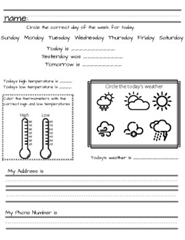 Preview of Calendar Time worksheet! Special Ed & Elementary