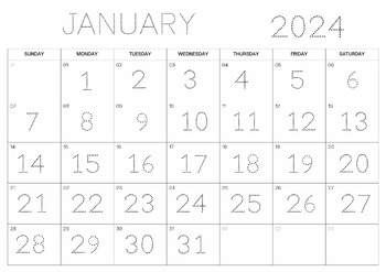 Calendar Tracing Worksheets 2024: Months, Seasons & Counting Days