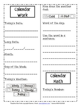 Calendar Work by Megan Montgomery | Teachers Pay Teachers