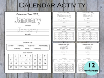 Preview of Calendar Worksheets Practice, Days, Months, Kindergarten Morning Work, T-WWF324