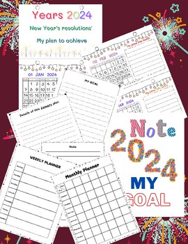 Preview of Calendar and Notebook for Planning Goals