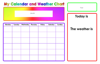 Calendar and Weather Chart for preschool by Mary Turcotte | TpT