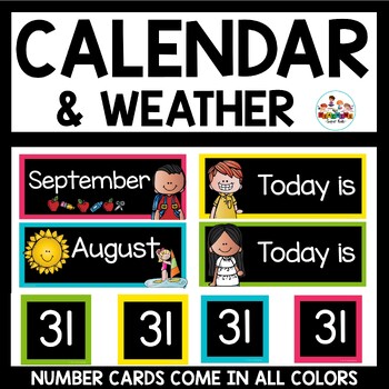 Preview of Chalkboard Brights Flip Calendar and Weather Set